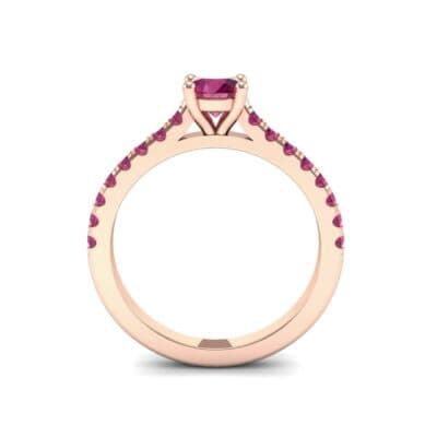Petite Cathedral Pave Ruby Engagement Ring (0.92 CTW) Side View