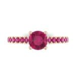 Petite Cathedral Pave Ruby Engagement Ring (0.92 CTW) Top Flat View