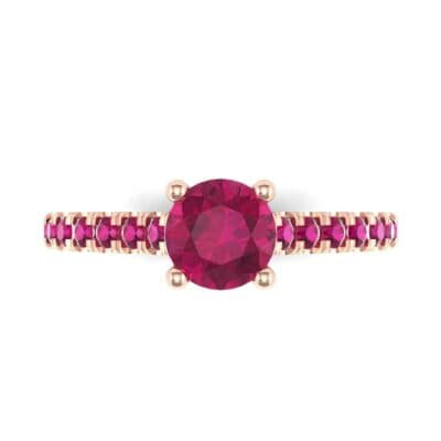 Petite Cathedral Pave Ruby Engagement Ring (0.92 CTW) Top Flat View