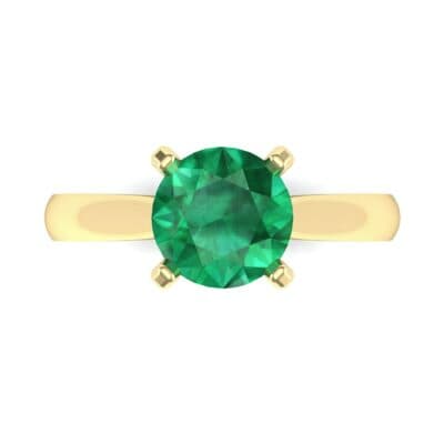 Tapered Cathedral Solitaire Emerald Engagement Ring (0.66 CTW) Top Flat View