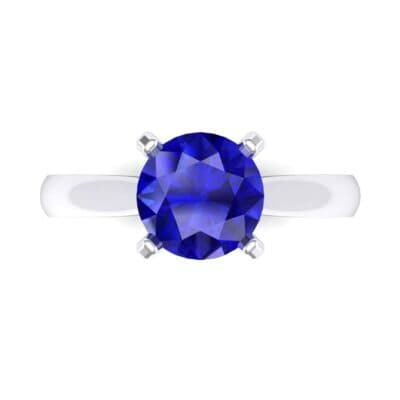 Tapered Cathedral Solitaire Blue Sapphire Engagement Ring (0.66 CTW) Top Flat View