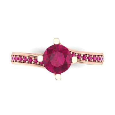 Compass Point Ruby Bypass Engagement Ring (0.7 CTW) Top Flat View