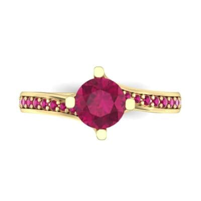 Compass Point Ruby Bypass Engagement Ring (0.7 CTW) Top Flat View
