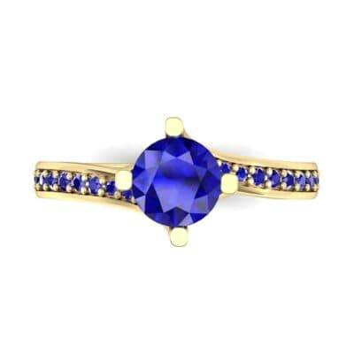 Compass Point Blue Sapphire Bypass Engagement Ring (0.7 CTW) Top Flat View