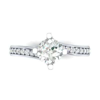 Compass Point Diamond Bypass Engagement Ring (0.7 CTW) Top Flat View