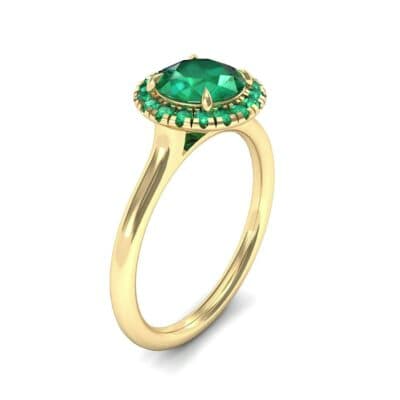 Plain Shank Round Halo Emerald Engagement Ring (0.84 CTW) Perspective View