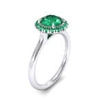 Plain Shank Round Halo Emerald Engagement Ring (0.84 CTW) Perspective View