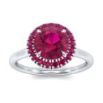 Plain Shank Round Halo Ruby Engagement Ring (0.84 CTW) Top Dynamic View