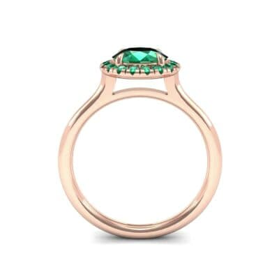 Plain Shank Round Halo Emerald Engagement Ring (0.84 CTW) Side View