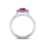 Plain Shank Round Halo Ruby Engagement Ring (0.84 CTW) Side View