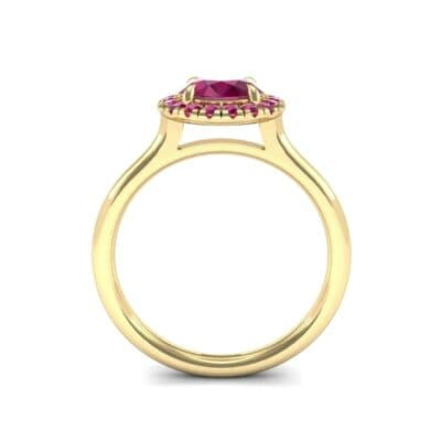 Plain Shank Round Halo Ruby Engagement Ring (0.84 CTW) Side View