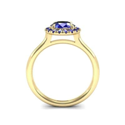 Plain Shank Round Halo Blue Sapphire Engagement Ring (0.84 CTW) Side View