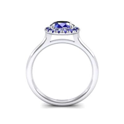 Plain Shank Round Halo Blue Sapphire Engagement Ring (0.84 CTW) Side View