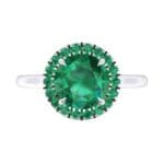 Plain Shank Round Halo Emerald Engagement Ring (0.84 CTW) Top Flat View