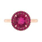 Plain Shank Round Halo Ruby Engagement Ring (0.84 CTW) Top Flat View