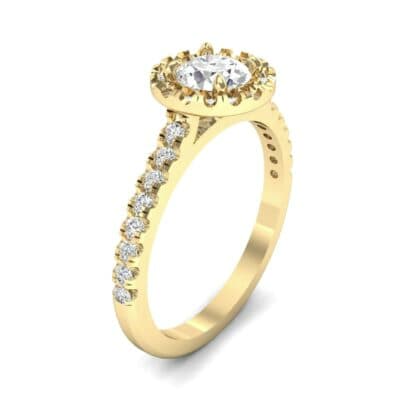 Round Halo Pave Diamond Engagement Ring (0.78 CTW) Perspective View