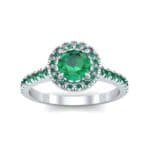 Round Halo Pave Emerald Engagement Ring (1.12 CTW) Top Dynamic View