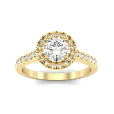 Round Halo Pave Diamond Engagement Ring (0.78 CTW) Top Dynamic View