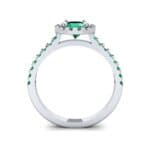 Round Halo Pave Emerald Engagement Ring (1.12 CTW) Side View