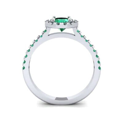Round Halo Pave Emerald Engagement Ring (1.12 CTW) Side View