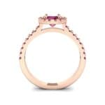 Round Halo Pave Ruby Engagement Ring (1.12 CTW) Side View