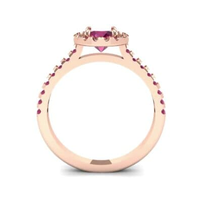 Round Halo Pave Ruby Engagement Ring (1.12 CTW) Side View