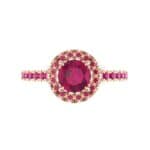 Round Halo Pave Ruby Engagement Ring (1.12 CTW) Top Flat View