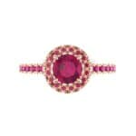 Round Halo Pave Ruby Engagement Ring (1.12 CTW) Top Flat View