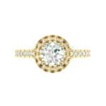 Round Halo Pave Diamond Engagement Ring (0.78 CTW) Top Flat View