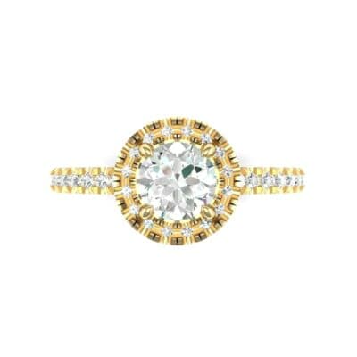 Round Halo Pave Diamond Engagement Ring (0.78 CTW) Top Flat View