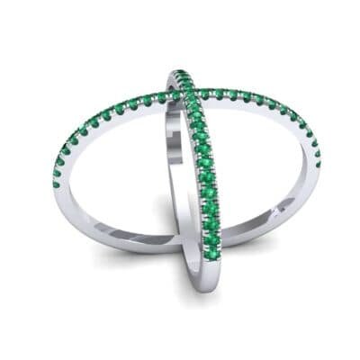 Pave Emerald X Ring (1.06 CTW) Perspective View