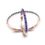 Pave Blue Sapphire X Ring (1.06 CTW) Perspective View