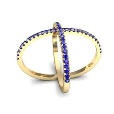 Pave Blue Sapphire X Ring (1.06 CTW) Perspective View