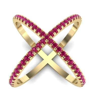 Pave Ruby X Ring (1.06 CTW) Top Dynamic View