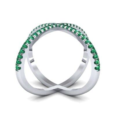 Pave Emerald X Ring (1.06 CTW) Side View
