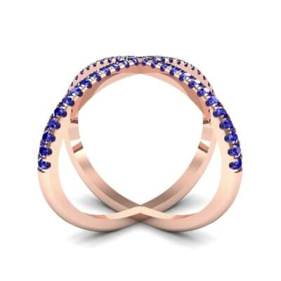 Pave Blue Sapphire X Ring (1.06 CTW) Side View