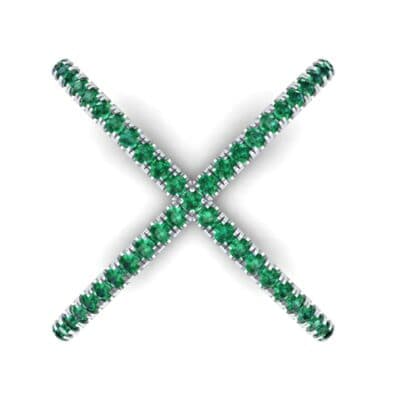 Pave Emerald X Ring (1.06 CTW) Top Flat View
