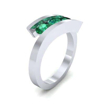 Floating Trio Emerald Bypass Engagement Ring (1.14 CTW) Perspective View