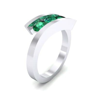 Floating Trio Emerald Bypass Engagement Ring (1.14 CTW) Perspective View