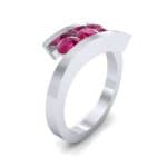 Floating Trio Ruby Bypass Engagement Ring (1.14 CTW) Perspective View