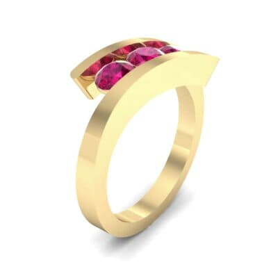 Floating Trio Ruby Bypass Engagement Ring (1.14 CTW) Perspective View