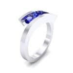 Floating Trio Blue Sapphire Bypass Engagement Ring (1.14 CTW) Perspective View