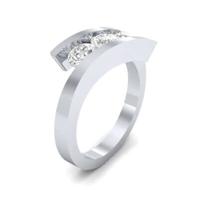 Floating Trio Diamond Bypass Engagement Ring (0.9 CTW) Perspective View