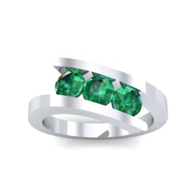 Floating Trio Emerald Bypass Engagement Ring (1.14 CTW) Top Dynamic View