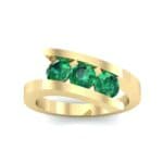 Floating Trio Emerald Bypass Engagement Ring (1.14 CTW) Top Dynamic View