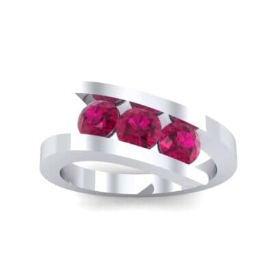 Floating Trio Ruby Bypass Engagement Ring (1.14 CTW) Top Dynamic View
