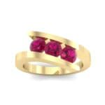 Floating Trio Ruby Bypass Engagement Ring (1.14 CTW) Top Dynamic View