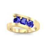 Floating Trio Blue Sapphire Bypass Engagement Ring (1.14 CTW) Top Dynamic View