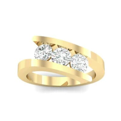 Floating Trio Diamond Bypass Engagement Ring (0.9 CTW) Top Dynamic View