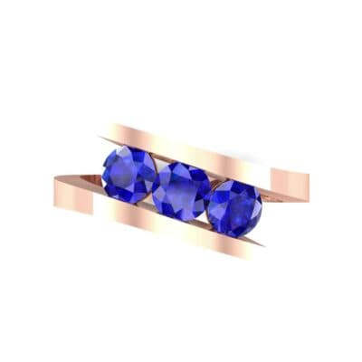 Floating Trio Blue Sapphire Bypass Engagement Ring (1.14 CTW) Top Flat View